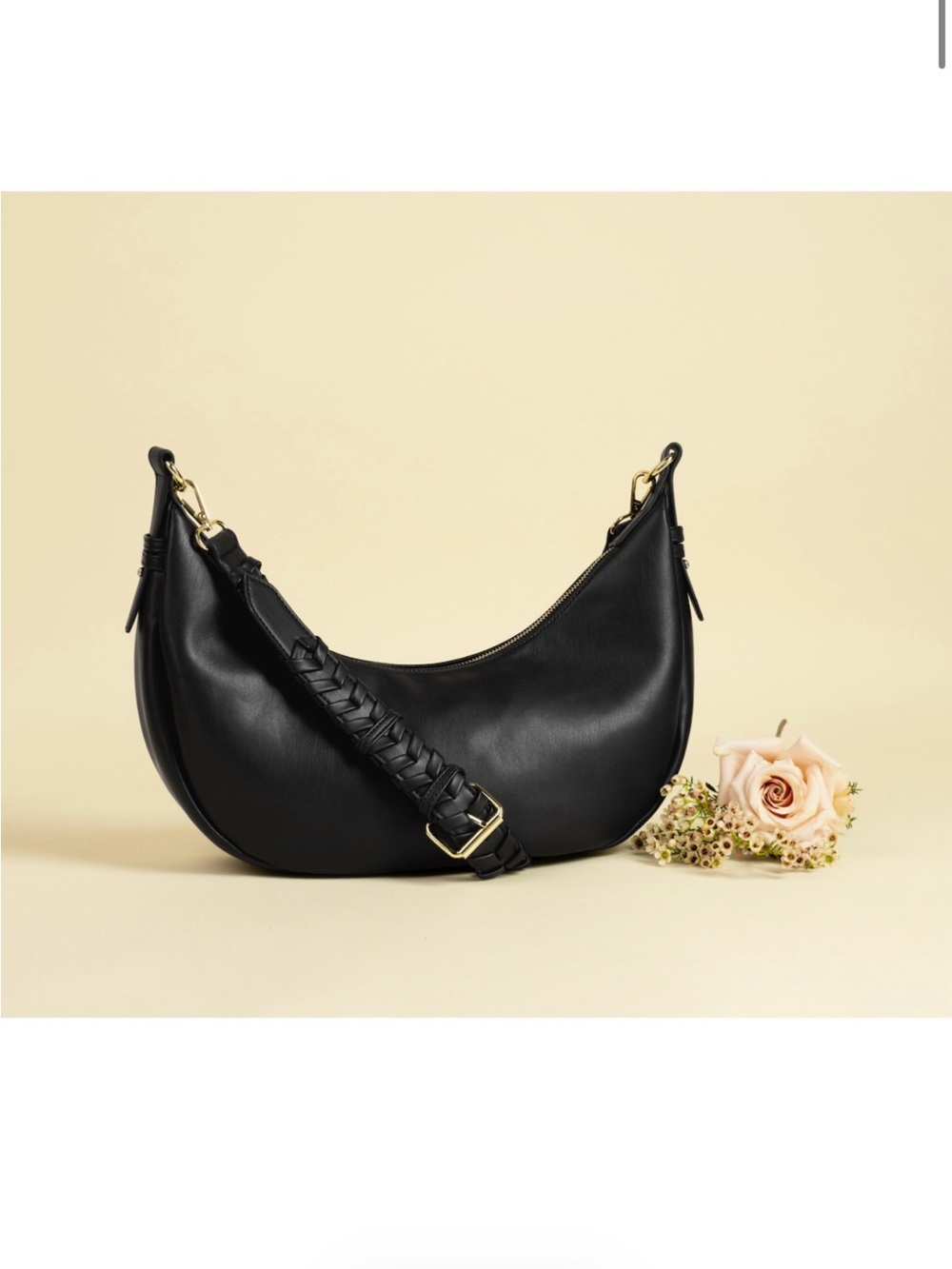 Jules Kae Black Leather Hobo with Braided Strap